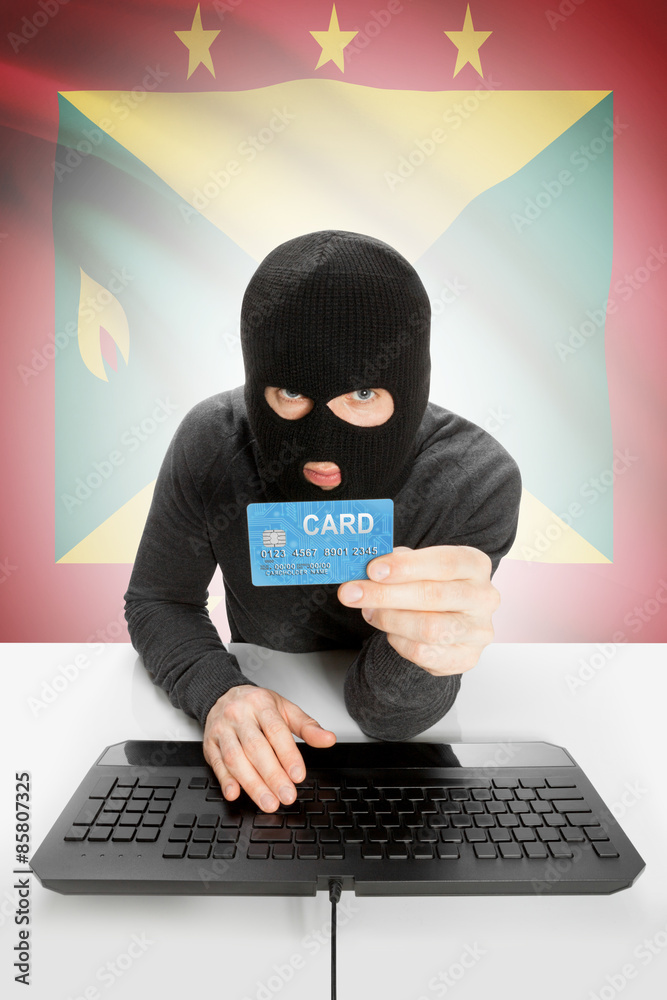 Cybercrime concept with national flag on background - Grenada Cybercrime concept with national flag on background - Grenada