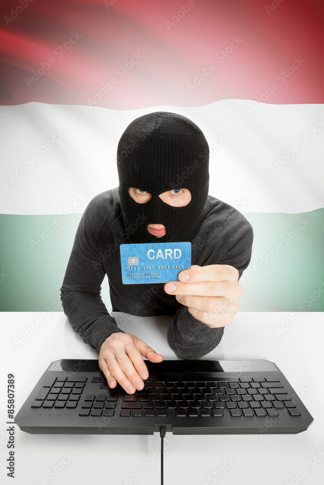 Cybercrime concept with national flag on background - Hungary Cybercrime concept with national flag on background - Hungary