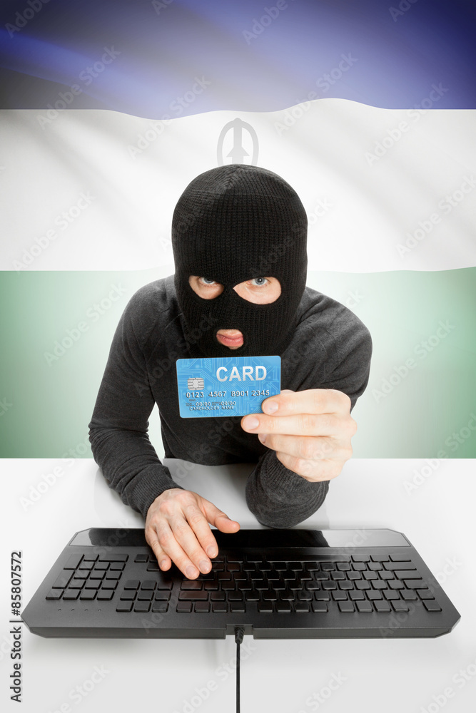 Cybercrime concept with national flag on background - Lesotho Cybercrime concept with national flag on background - Lesotho