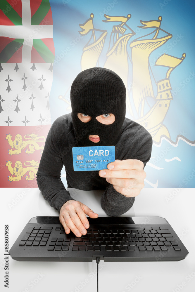 Cybercrime concept with national flag on background - Saint-Pierre and Miquelon Cybercrime concept with national flag on background - Saint-Pierre and Miquelon