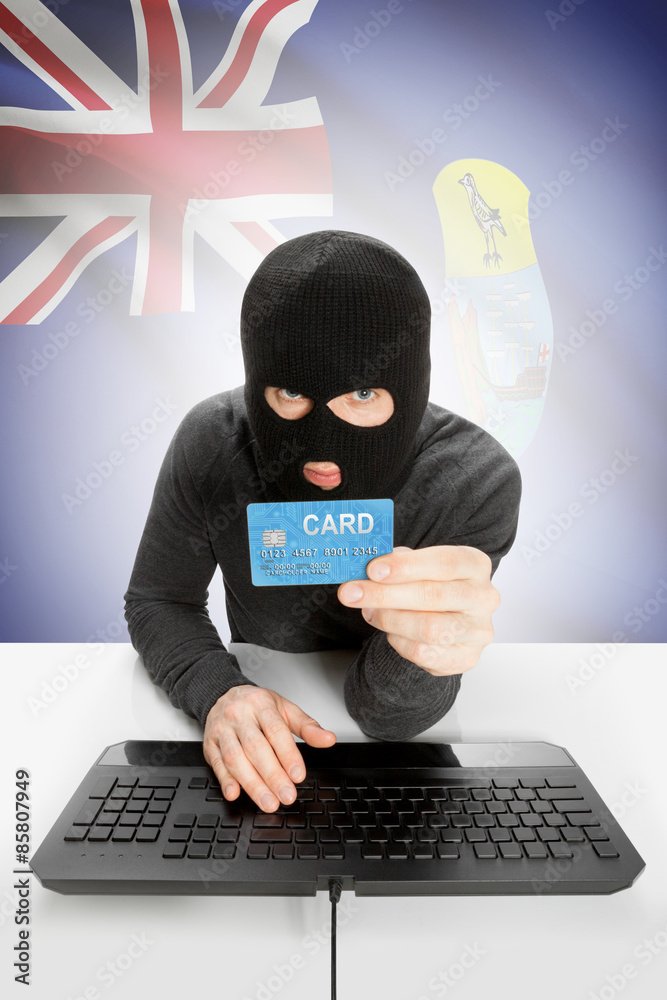Cybercrime concept with national flag on background - Saint Helena Cybercrime concept with national flag on background - Saint Helena