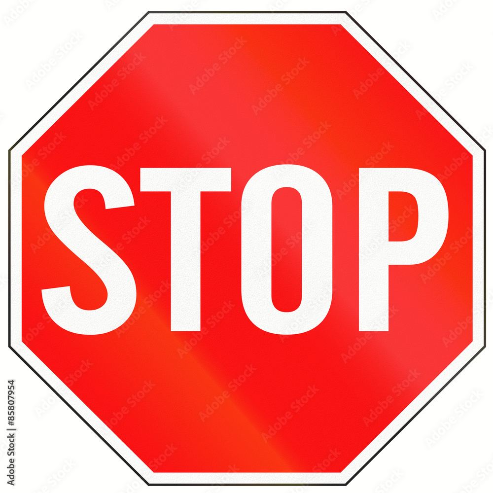 A standard Stop sign in Indonesia A standard Stop sign in Indonesia
