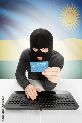 Cybercrime concept with national flag on background - Rwanda