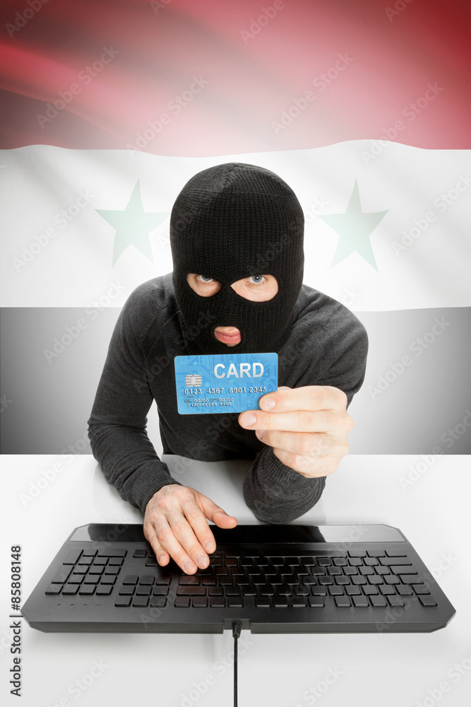 Cybercrime concept with national flag on background - Syria Cybercrime concept with national flag on background - Syria