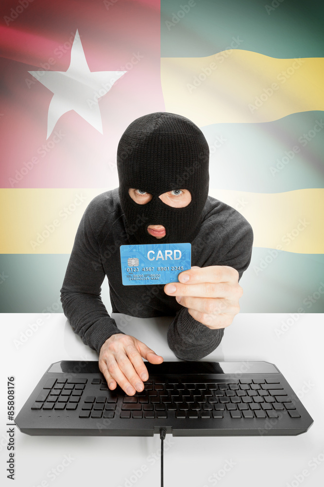 Cybercrime concept with national flag on background - Togo Cybercrime concept with national flag on background - Togo