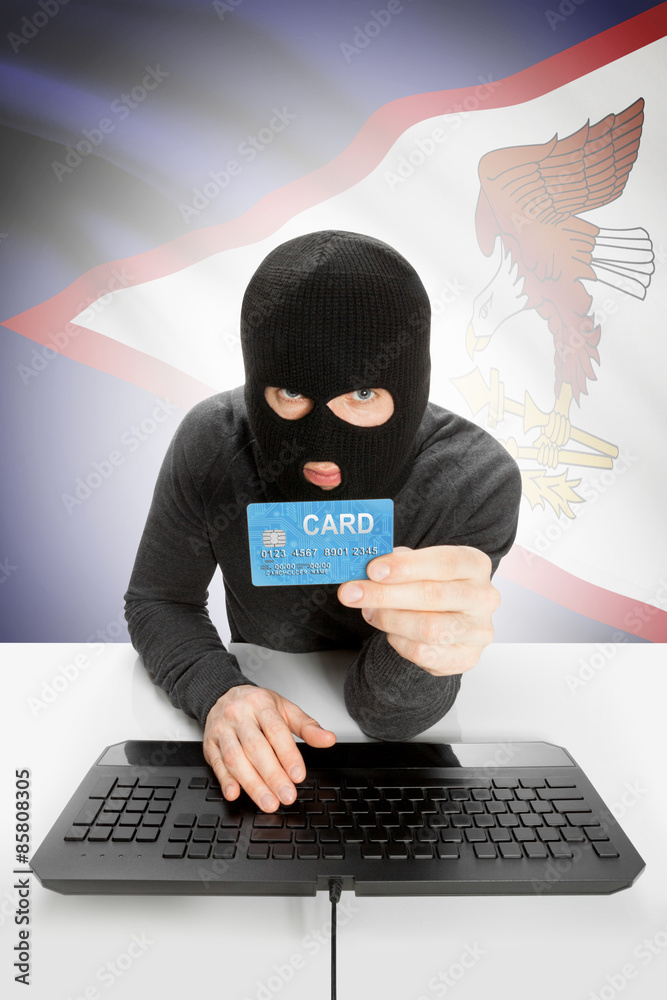 Cybercrime concept with national flag on background - American Samoa Cybercrime concept with national flag on background - American Samoa