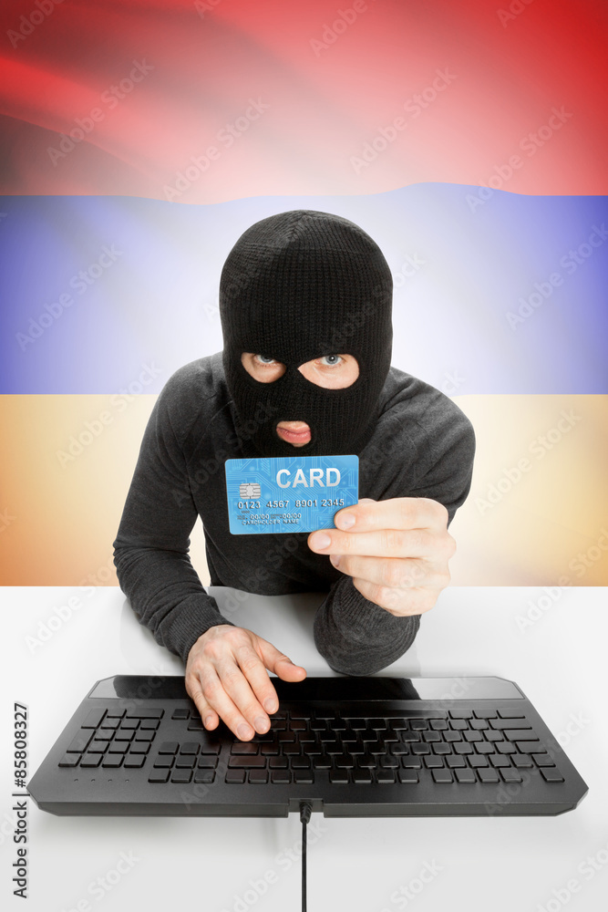 Cybercrime concept with national flag on background - Armenia Cybercrime concept with national flag on background - Armenia