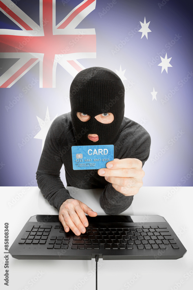 Cybercrime concept with national flag on background - Australia Cybercrime concept with national flag on background - Australia