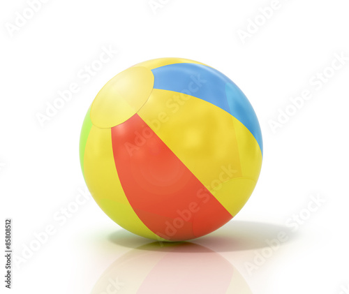 Beach ball isolated on a white background as a classic symbol of