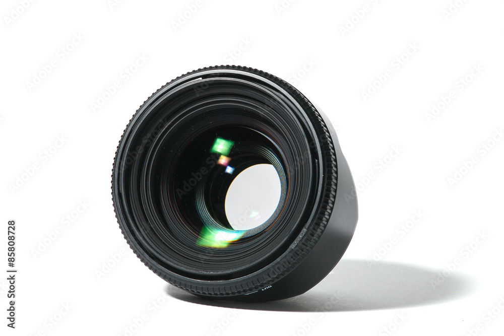 An image of lenses with open aperture on white background An image of lenses with open aperture on white background