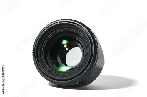 An image of lenses with open aperture on white background
