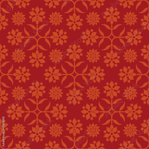 Floral red seamless pattern. Decoration for wallpaper, fabrics, tiles and mosaics. Perfect for greetings, invitations and announcements. Floral elements, ornate background. Editable vector file.