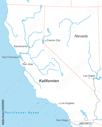 Kalifornien in weiß (beschriftet) - Vektor