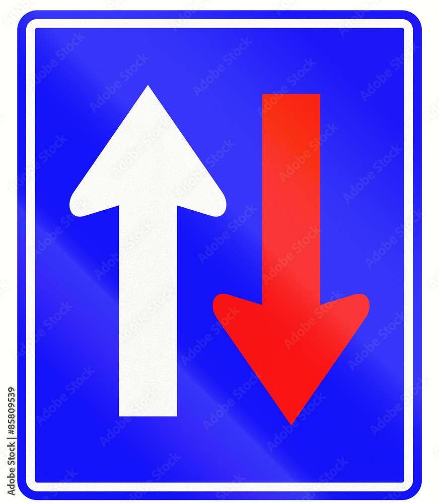Road sign in Indonesia - Priority over oncoming vehicles Road sign in Indonesia - Priority over oncoming vehicles