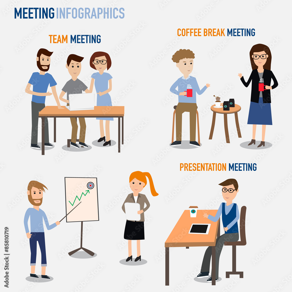 People working in the co-working space infographics elements.ill People working in the co-working space infographics elements.ill