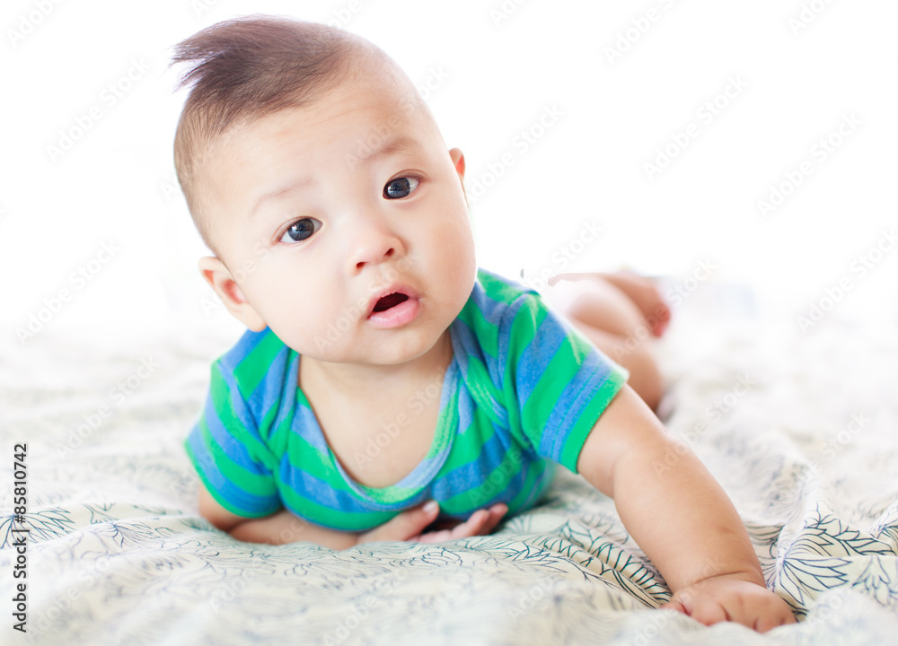 Portrait of a crawling baby