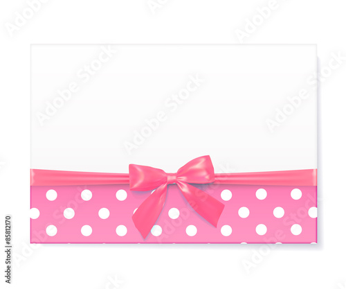 Template for baby shower celebration. Greeting card with pink ri