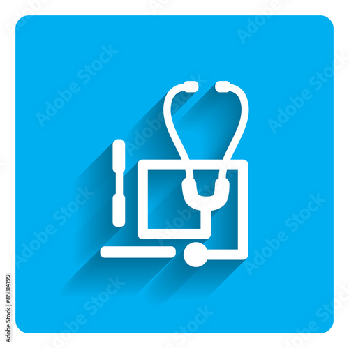 Stethoscope and tongue depressors icon