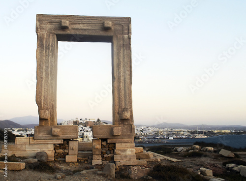 the Portara gate in Naxos island Greece