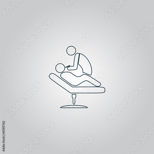Dental clinic. Dentist treats teeth man in a chair