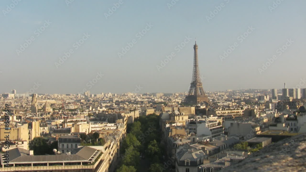 Eiffel Tower the most famous attraction in Paris, panorama over Paris city Eiffel Tower the most famous attraction in Paris, panorama over Paris city