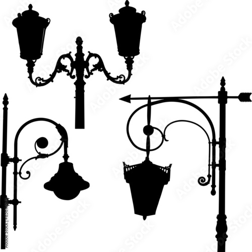 silhouettes of the streetlights