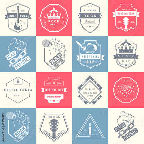 Set of vector logos and badges music