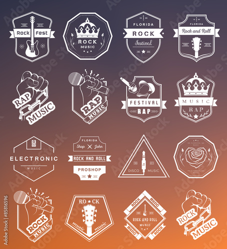 Set of vector logos and badges music