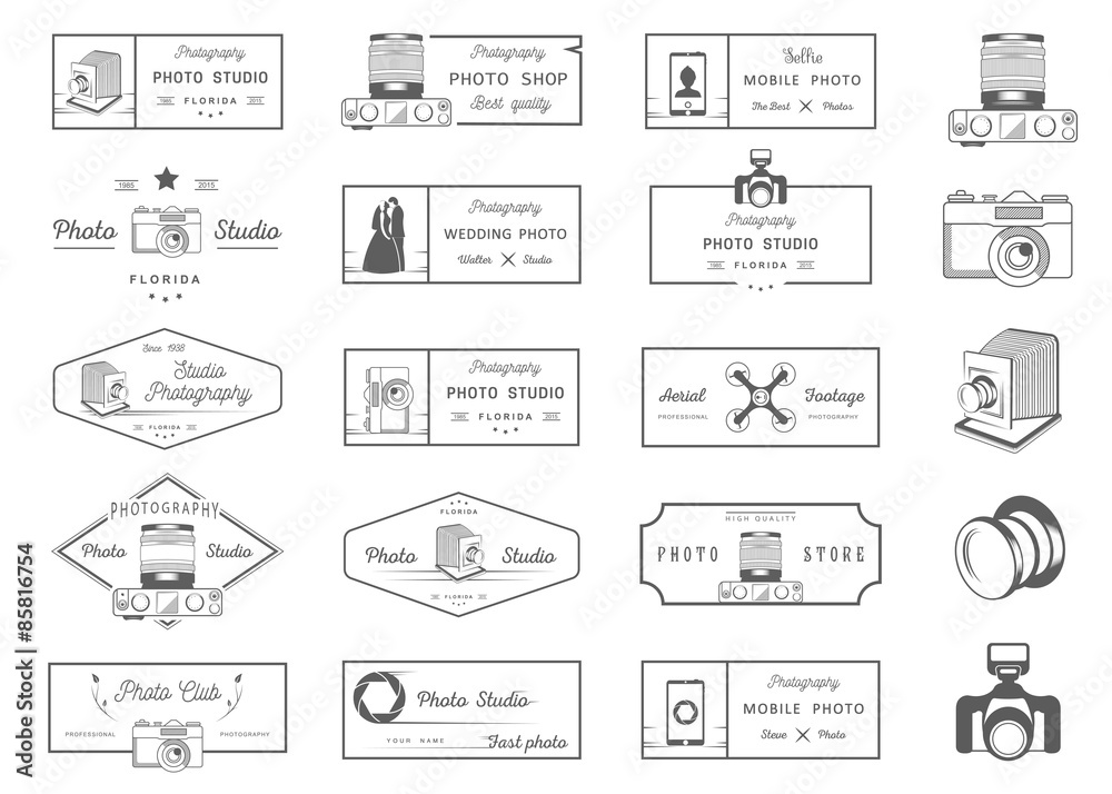 Set of Vector Photo logos and badges Set of Vector Photo logos and badges