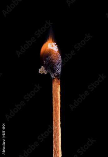 Match Stick extreme Closeup isolated on black background.