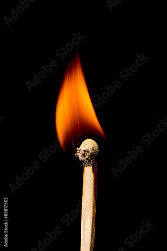 Match Stick extreme Closeup isolated on black background.