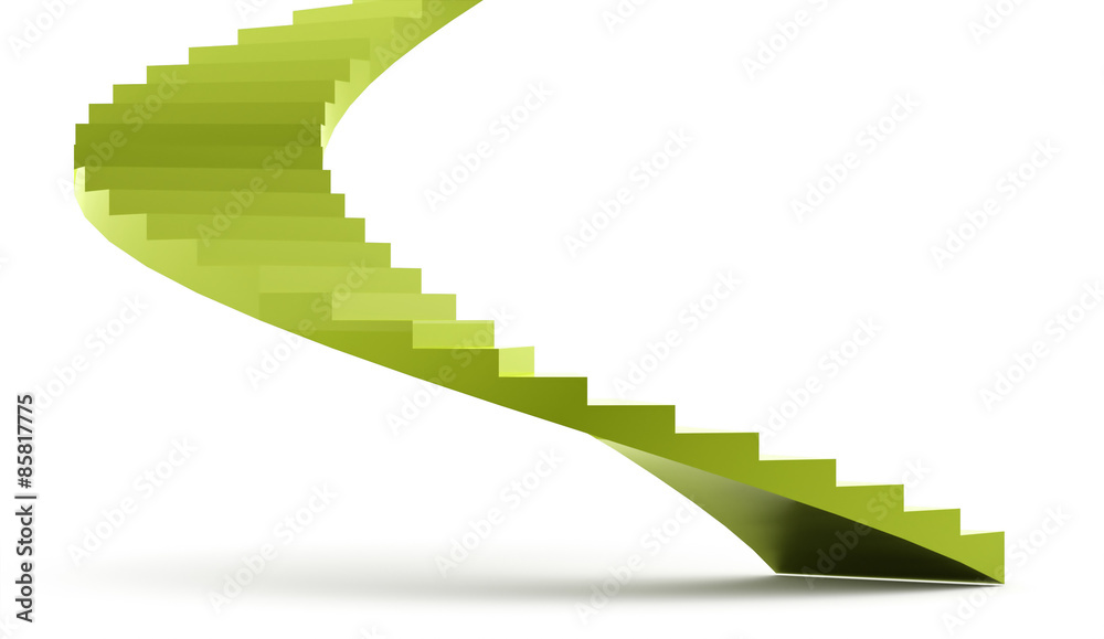 Obraz premium Green spiral stairs concept rendered