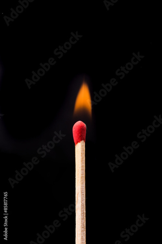 Match Stick extreme Closeup isolated on black background.