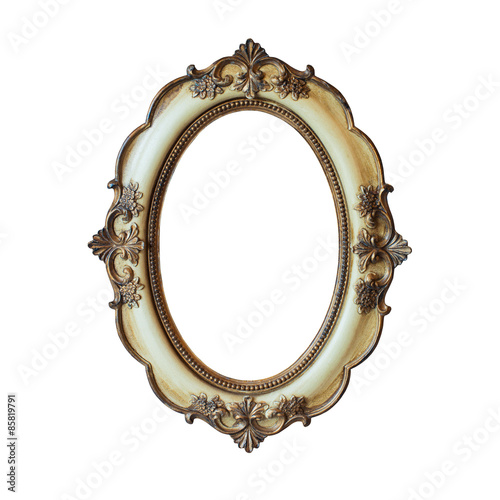 Classic golden frame isolated on white background