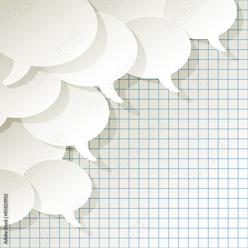 chat speech bubbles ellipse vector white in the corner on a checkered paper background