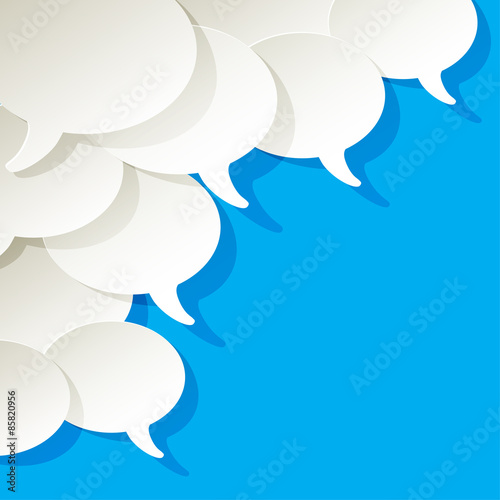 chat speech bubbles ellipse vector white in the corner on a blue background photo
