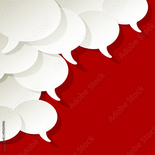 chat speech bubbles ellipse vector white in the corner on a red background