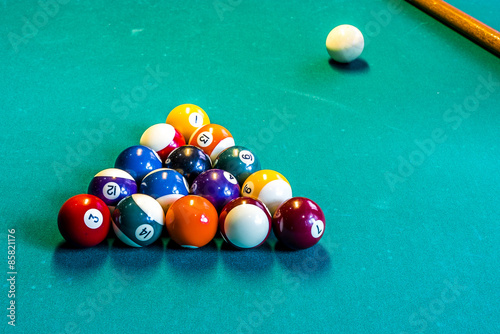 Foto Billard-Dreieck für Achterball vor dem Anstoß