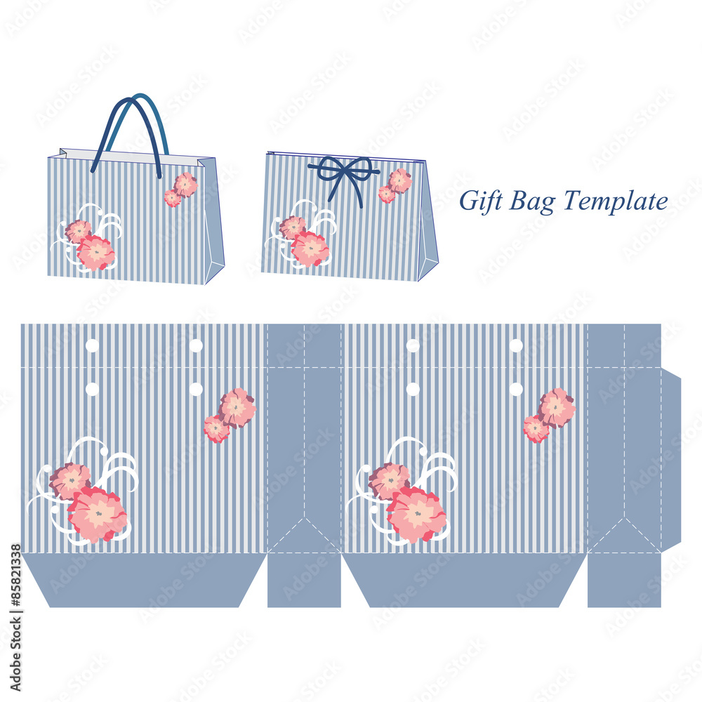 Purple Gift Bag Template Floral Pattern Stock Vector (Royalty Free)  149449580