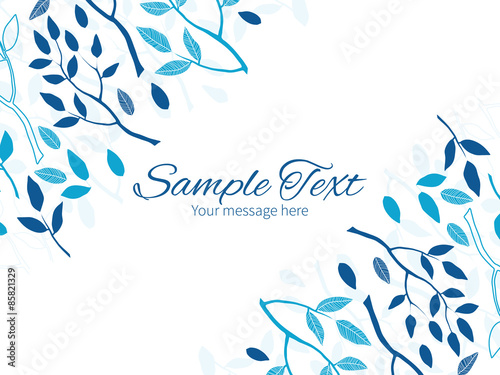 Vector blue forest horizontal double corners frame invitation
