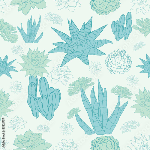 Vector Desert Cacti Seamless Pattern