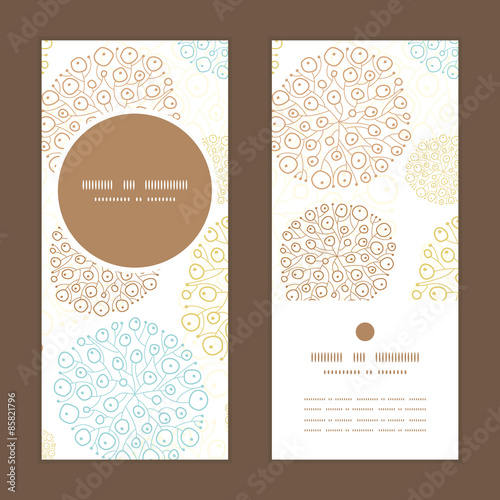 Vector blue brown abstract seaweed texture vertical round frame