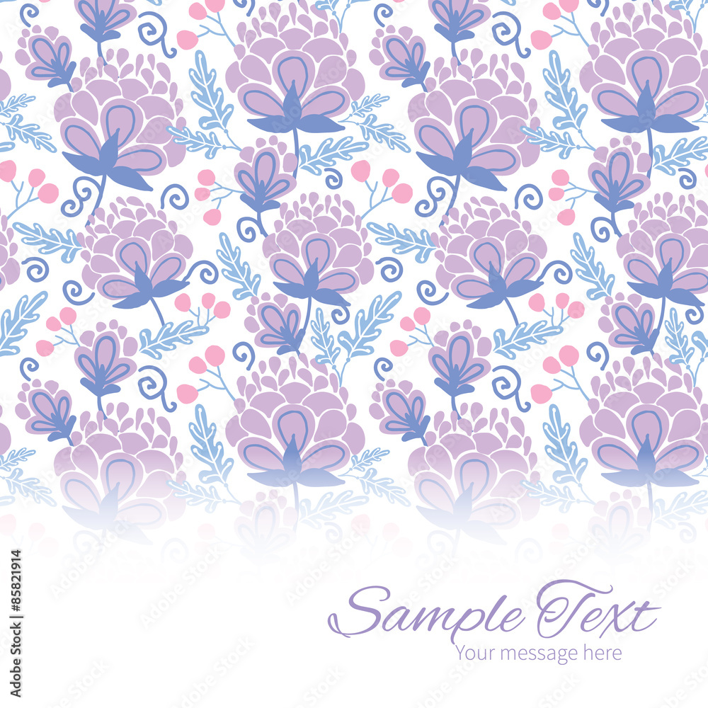 Vector soft purple flowers horizontal border card template Vector soft purple flowers horizontal border card template
