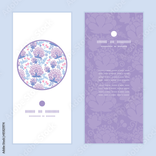 Vector soft purple flowers vertical round frame pattern