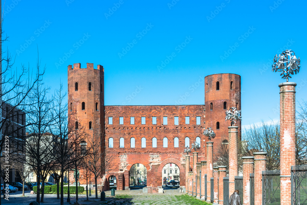 The Palatine Towers and the Palatine Gate in Turin, Italy