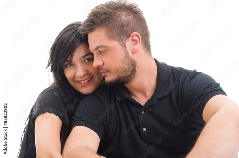 Happy girlfriend with handsome boyfriend Happy girlfriend with handsome boyfriend