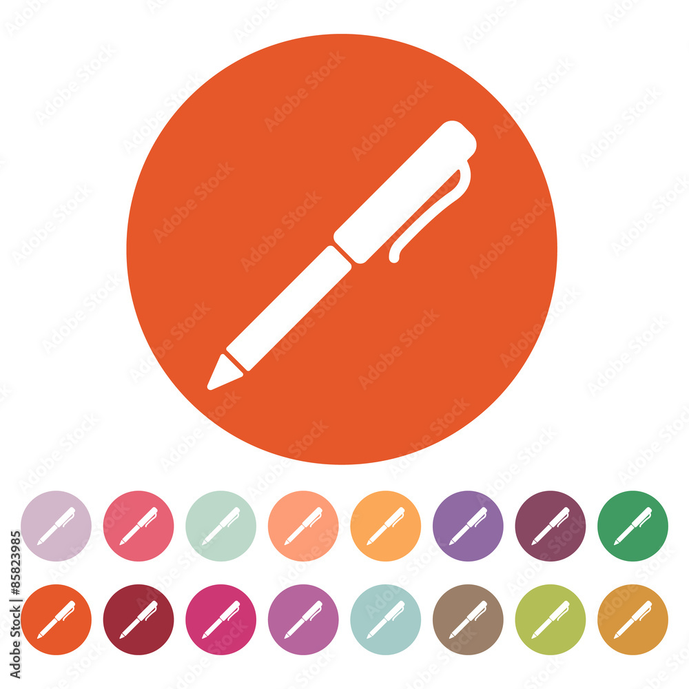 The pen and ballpoint icon. Writing symbol. Flat The pen and ballpoint icon. Writing symbol. Flat