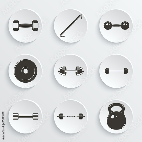 Set of sign weights for fitness or gym icons