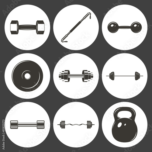 Set of sign weights for fitness or gym icons