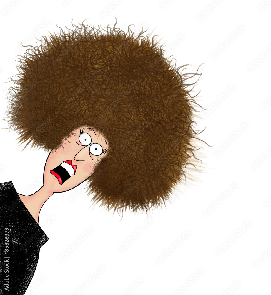 Funny Frazzled Woman With Electrified Hair Stock Illustration Adobe Stock